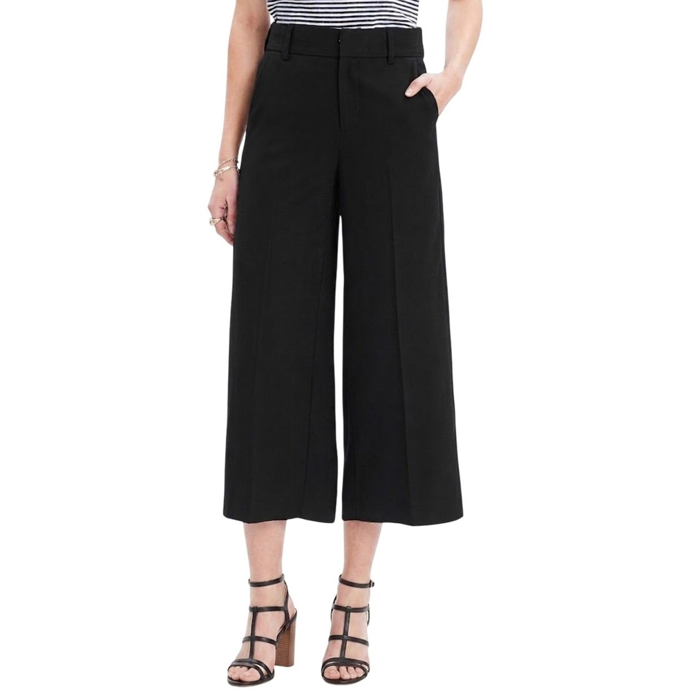 Madewell Wide Leg Culottes Womens 4 Gaucho Cropped Pants Black Minimalist Office